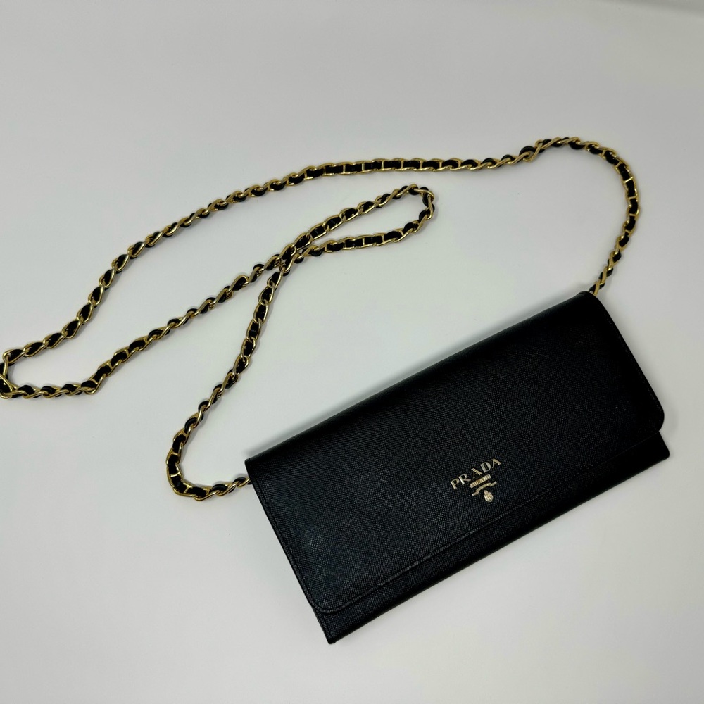 Prada Large Saffiano Leather Chain Wallet
